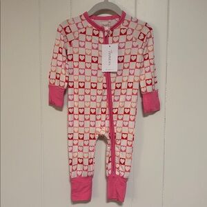 In My Jammers Pink and Red Heart Bamboo Zippy
